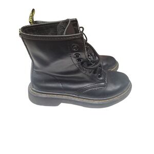 Dr Martens Kids Boots Black Leather‎ Lace Up Ankle Boots Shoes Like New